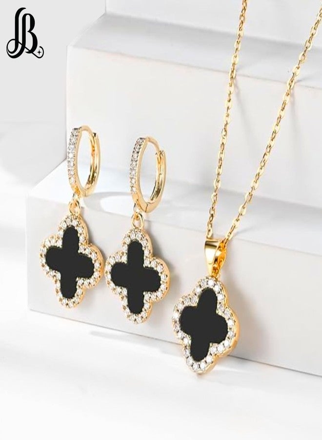 LaBling Jewelry Set with Hoop Earrings for Women | Jewelry Set for Women | Lovely Gift - Black - Image 3